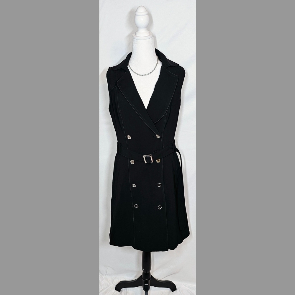 Sz 8 Black White House Black Market Trench Dress